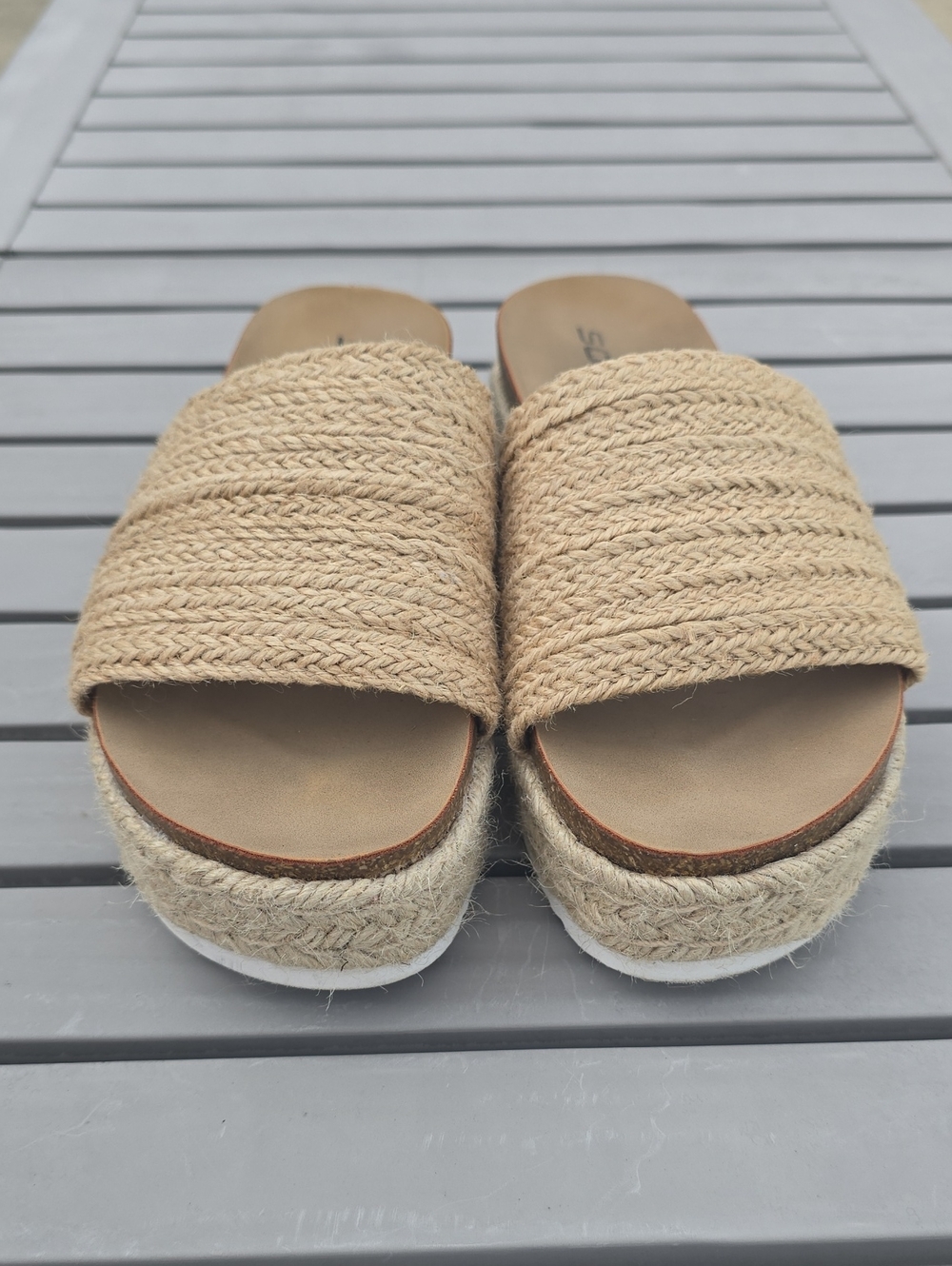 Woven Jute Slide Sandals for Women - Natural